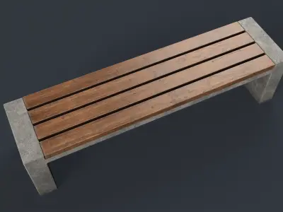 Modern Outdoor Bench 38 PBR Game Ready Low-poly 3D model