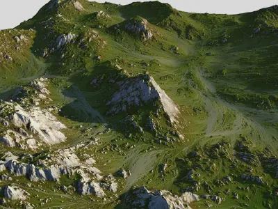 Grass Map Mountains Low-poly 3D model