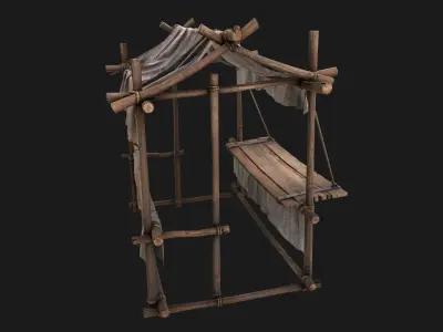 Market Tent White Low-poly 3D model