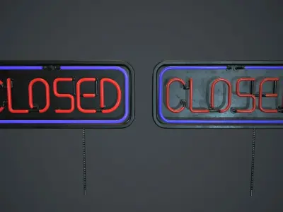 Neon Closed Sign PBR Game Ready Low-poly 3D model
