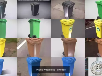 Plastic Waste Bin 3D Model Pack