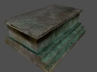 Tomb 2 stone bench Low-poly 3D model