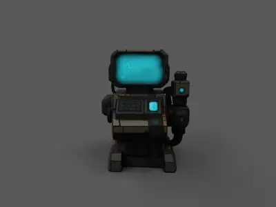 Low Poly Sci-Fi Computer Console Stylized Space Station Prop Low-poly 3D model