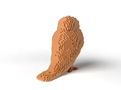 Owl Minecraft Voxel Low-poly 3D model