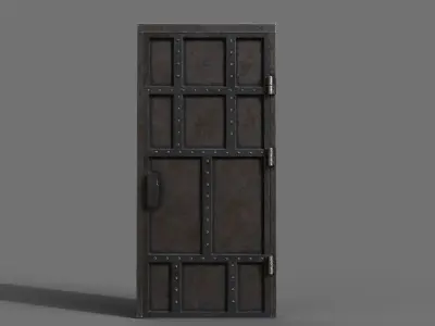 Metal door Low-poly 3D model 3