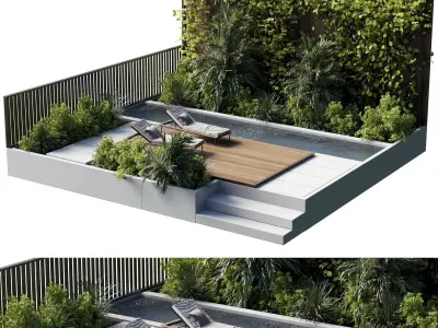 Landscape Furniture Backyard with Pool 29  3D model