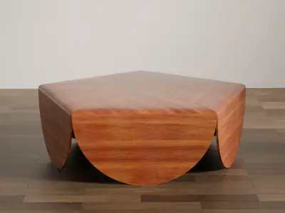 Sculptural Wooden Coffee Table Low-poly 3D model