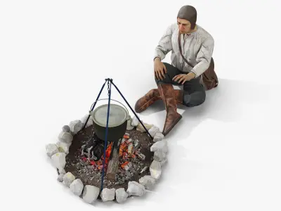  Medieval Peasant by Fire 