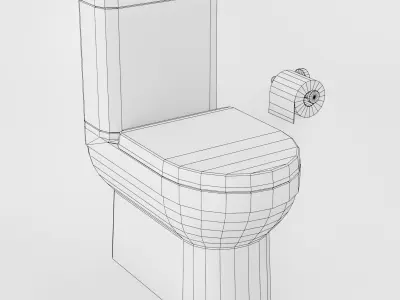Toilet And Toilet Paper Low-poly 3D model