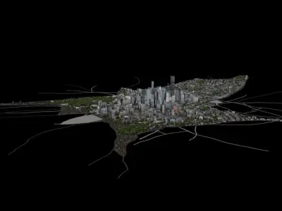 High-Detailed 3D City Model Low-poly 3D model
