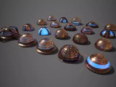 Sci-Fi Dome Collection Low-poly 3D model