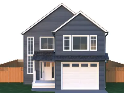 House with fence Low-poly 3D model