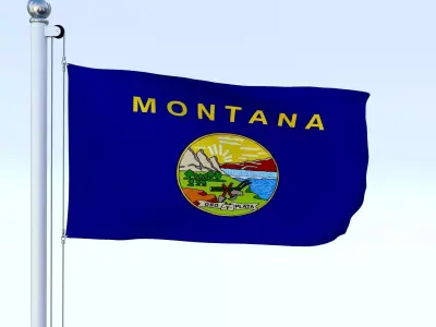 Animated Montana Flag Low-poly 3D model