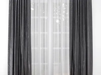 Curtain blackout with sheer curtains 3D model