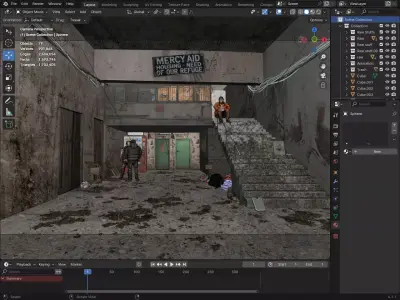 Realistic Abandoned Shelter Scene  Blender Environment 3D model