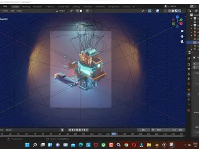cloud-club low poly model render in blender Low-poly 3D model