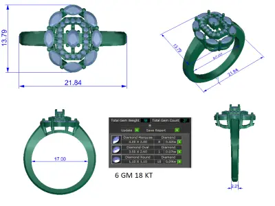 Women Ring  Render 3dm STL OBJ FBX Details 3D print model 367