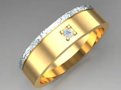 Light Gold Diamond Men Ring 2MR044 3D model