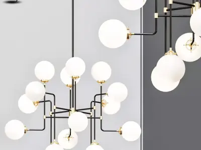 Bistro Globe Clear Glass Chandelier 16 Milk 3D model