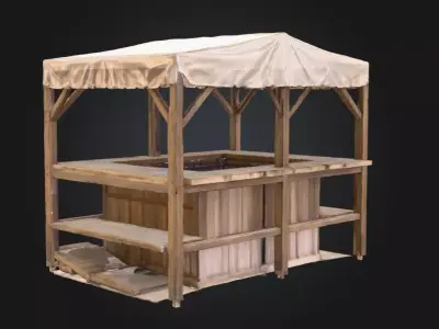 Market Stall Display Low-poly 3D model