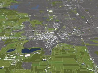 Des Moines Iowa USA 50x50km 3D City Map 3D model