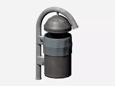 Grey cage type trash can with carrier bag Low-poly 3D model