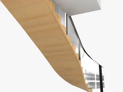 Corner wood interior stairs 3D model