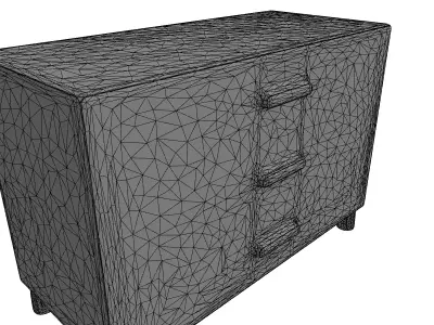 Modern Wooden ThreeDrawer Dresser Low-poly 3D model