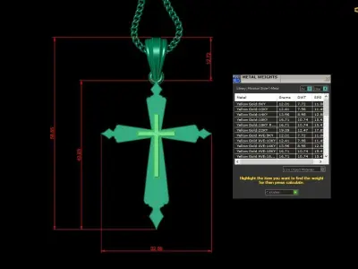 Light Gold 18K Cross Pendant 2CP038 3D print model