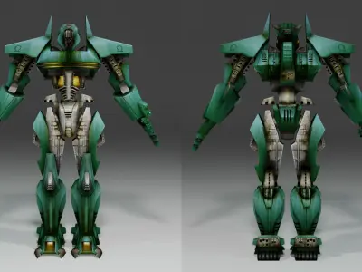 Low poly game-ready Unreal tenement game Rigged Egypt Robot Low-poly 3D model