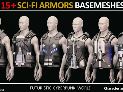 15 SCI FI ARMORS BASEMESHES Low-poly 3D model