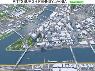 Pittsburgh Downtown Pennsylvania Low-poly 3D model