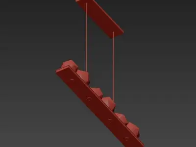 Chandelier five balls hanging from chain 3D model