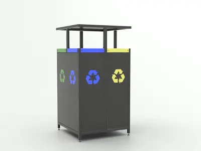 Metal Street Trash Bin 4K PBR Game Ready UV Unwrapped vol 09 Low-poly 3D model