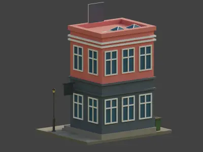Bank Building Low-poly 3D model purchase