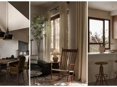 Wabi-sabi style living room 3D model