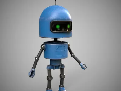 A low-poly 3D modelof a  blue Robot Low-poly 3D model