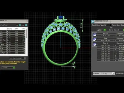 Oval Sapphire Diamond Abstract Ring  3D print model