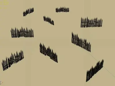 Game Pointed wood - fence 01 3D model