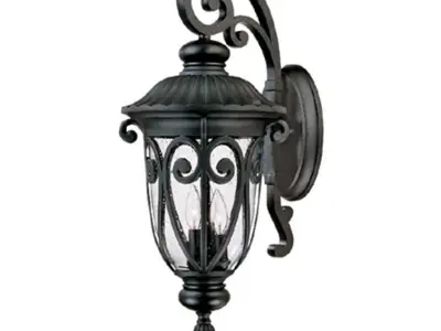 Lininger Black Hammered Glass Outdoor Wall Lantern 3D model