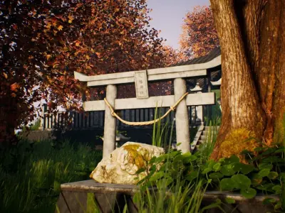Japanese Shrine Pack - 30 Modular PBR AAA-ready models Low-poly 3D model