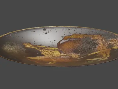 metallic plate with ornaments from Chile Low-poly 3D model