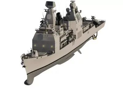Detailed us navy destroyer 3D model