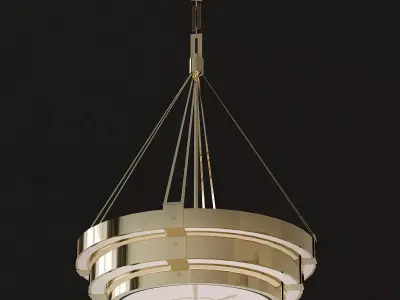 Chandelier modern pendant light in brass and glass 3D model