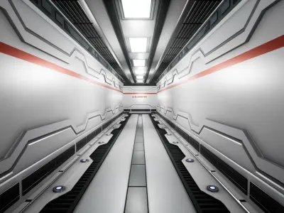 Sci Fi Laboratory Hallway Corridor Low-poly 3D model