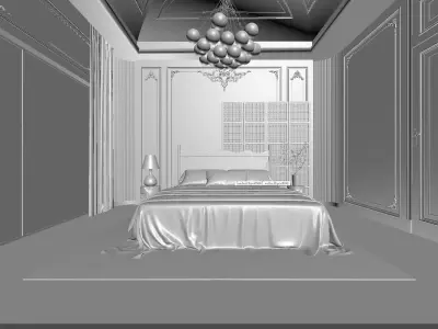 French Style Bedroom 3D Model 3D model