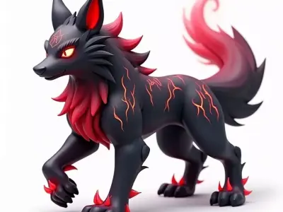  Voidfang Shadow Flame Wolf Creature 3D Model Dark Fantasy  Low-poly 3D model