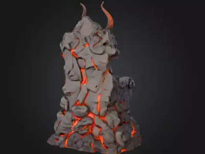 Infernal Lava Throne Low-poly 3D model