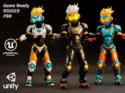 Stylized Sci-Fi Boy Game Ready Character Low-poly 3D model