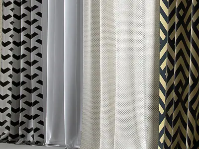Curtains with Window 6 3D model